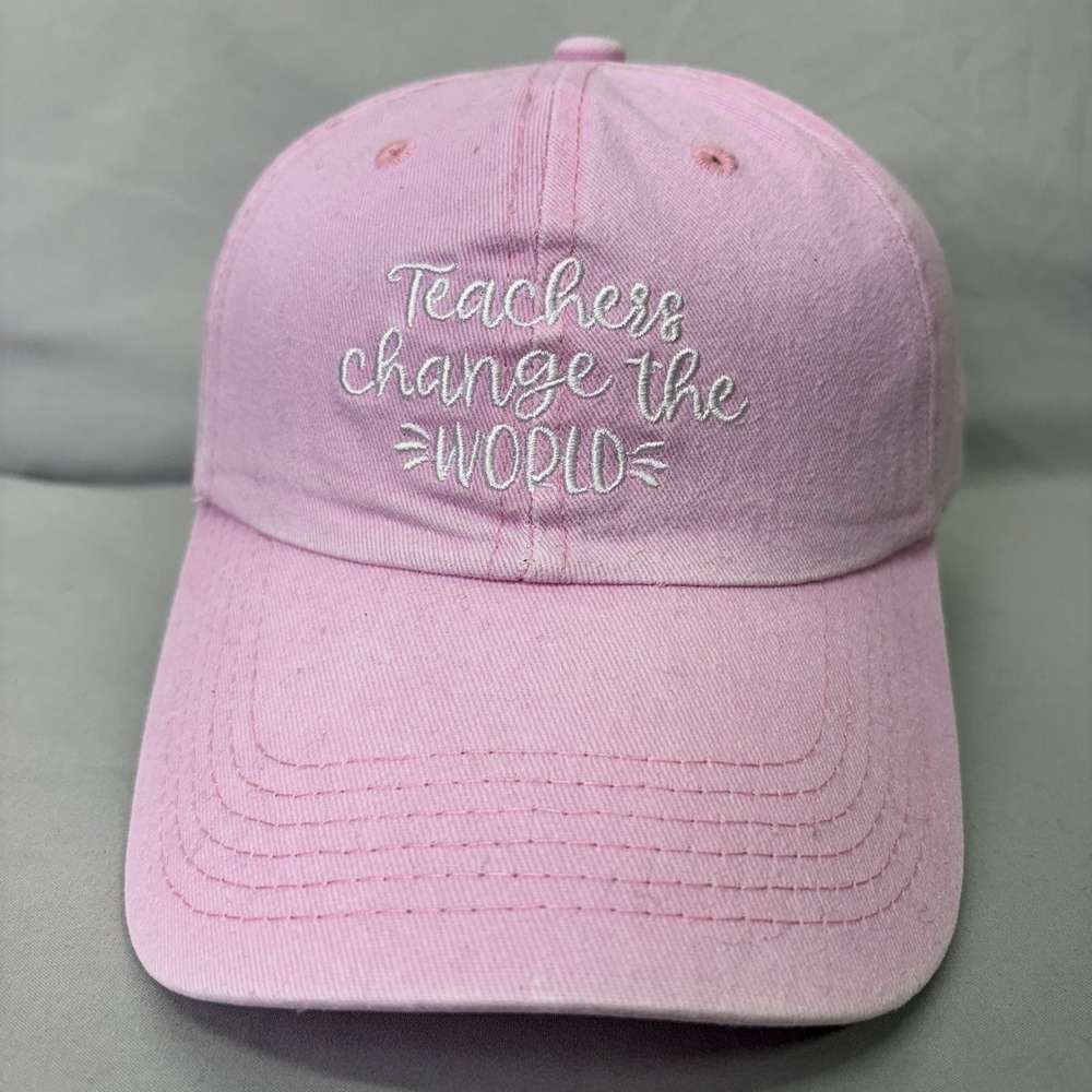 Unbranded Baseball Cap Teacher Change World Women OS Pink Embroidered Hat